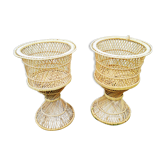 Pair of plant holder form diabolo Wicker