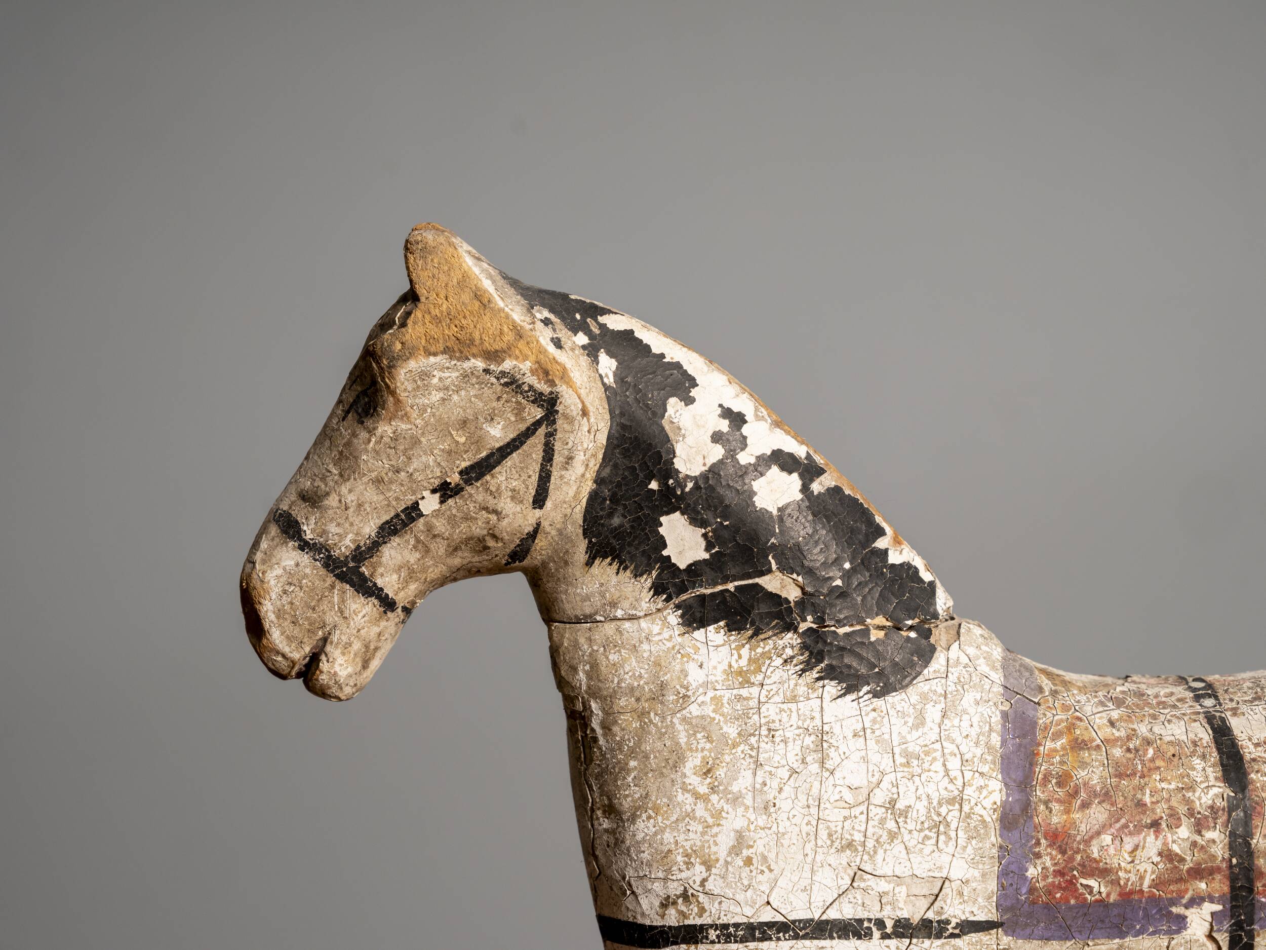 Antique Wooden Toy Horse on Wheels, Early 20th Century