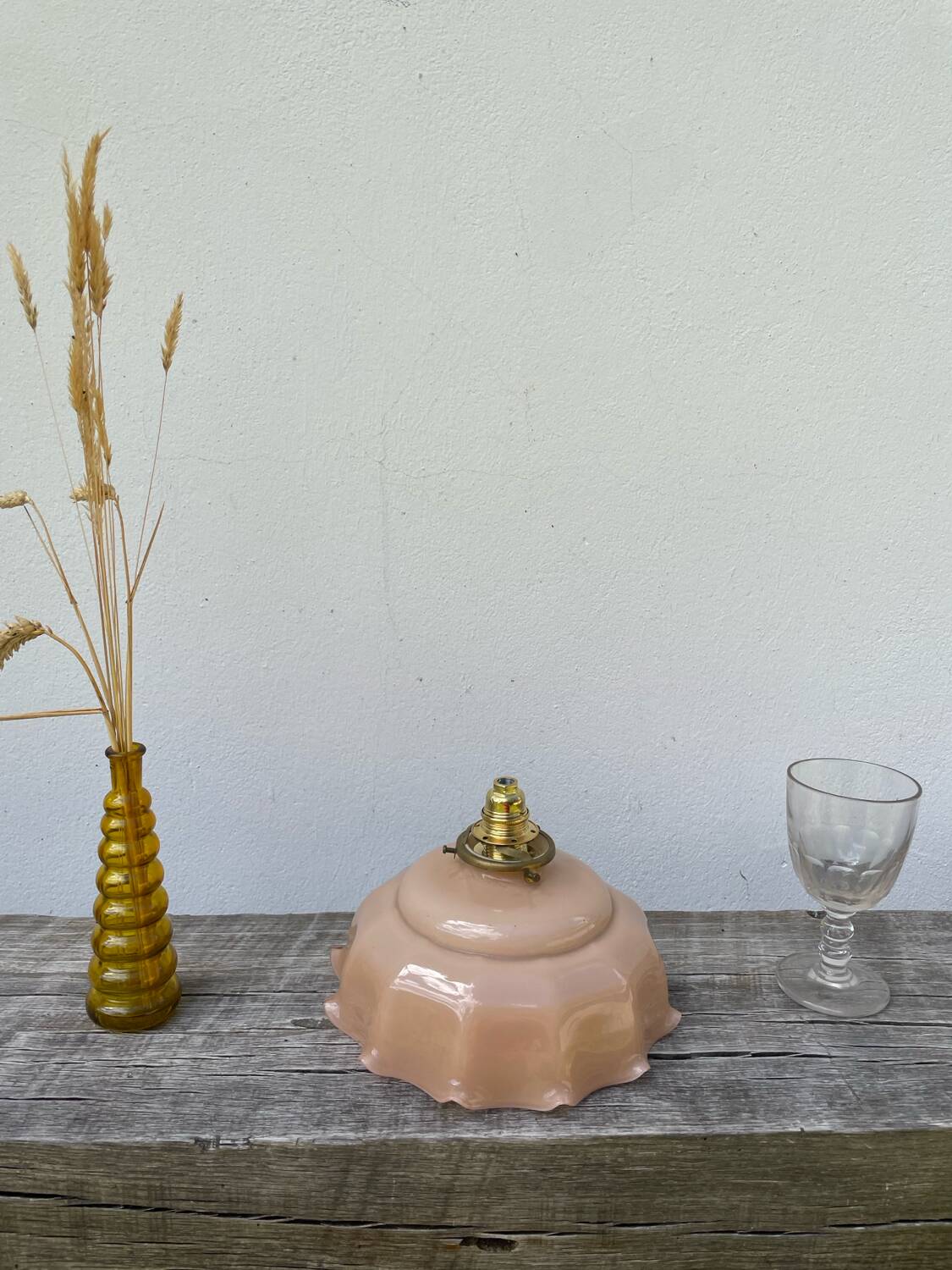 Opaline powder pink glass pendant light