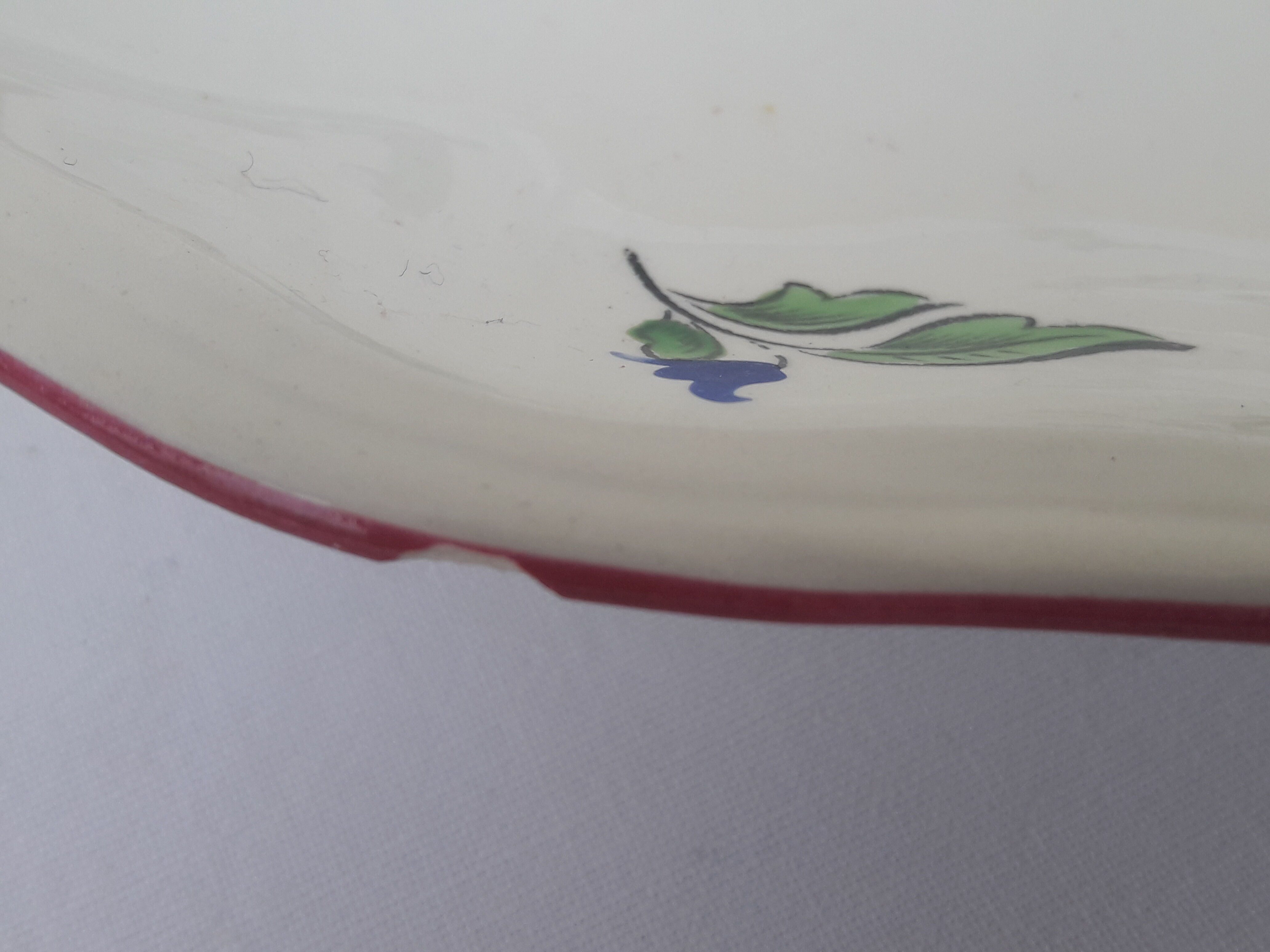 Lunéville earthenware ravine KG pattern pink flowers L 27 cm