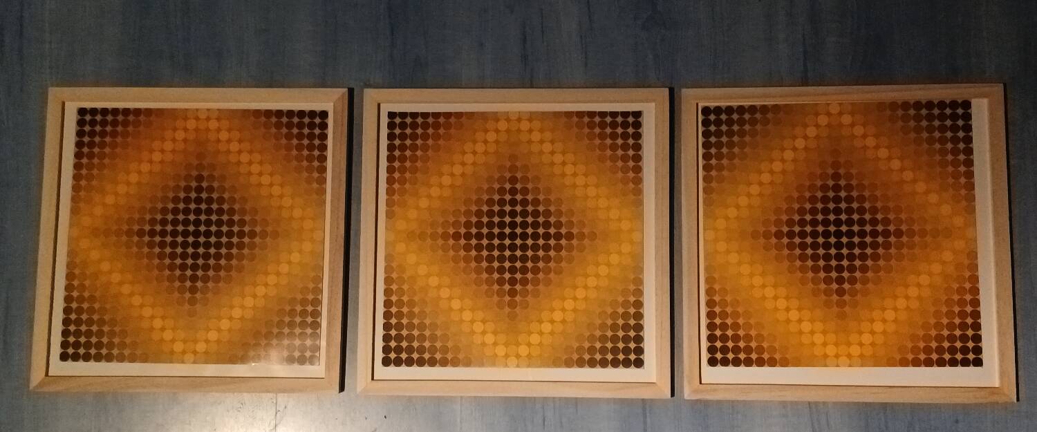 Optical Art Triptych - Victor Vasarely - Frames 30x30cm