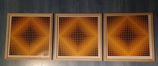 Triptyque Art Optique - Victor Vasarely - Cadres 30x30cm