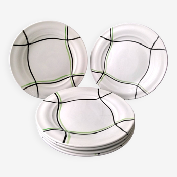 6 Céranord de St Amand semi-vitrified porcelain dessert plates