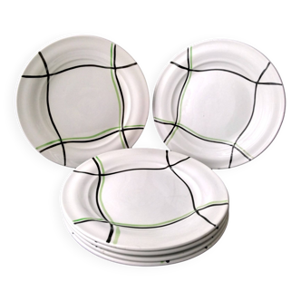 6 Céranord de St Amand semi-vitrified porcelain dessert plates
