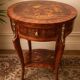 Vintage side table inlaid with Asian motifs and gilded bronze.