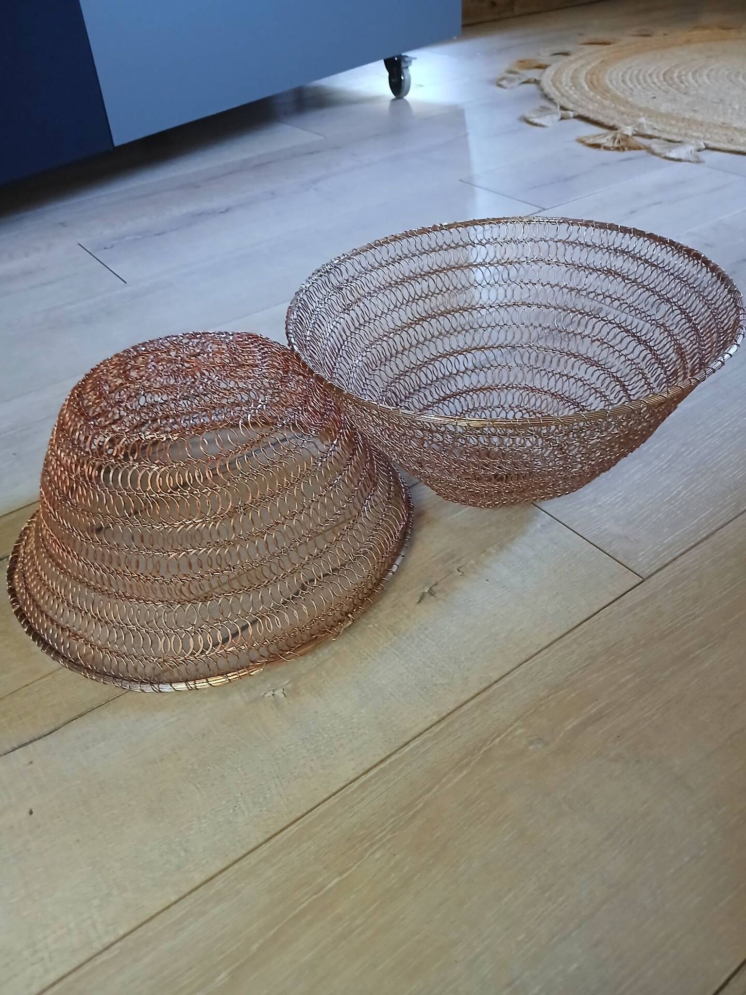 2 metal wire fruit baskets