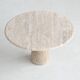 Large sculptural round dining table in cream white travertine, Italy, 1970.