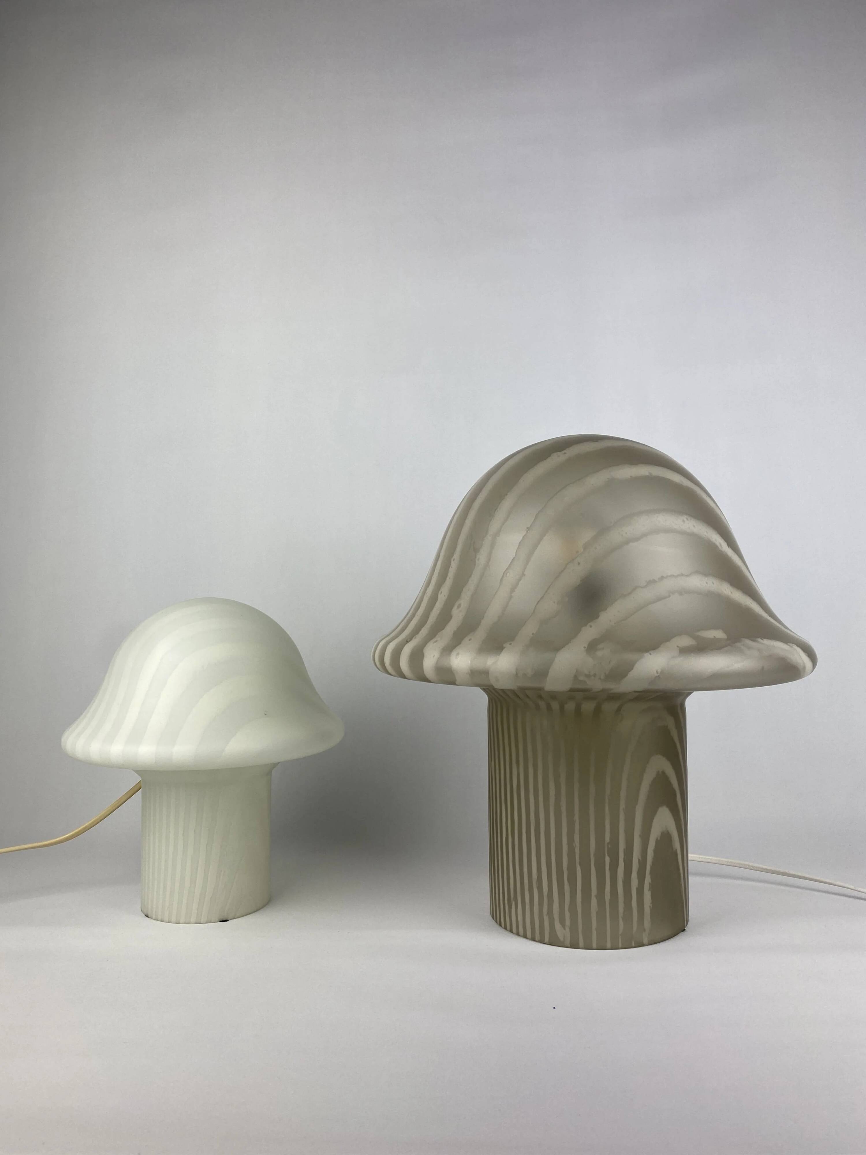 Large mushroom table lamp by Peill and Putzler in smoked glass XL 1970