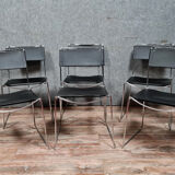 Series of 6 postmodern stackable chair chairs 1970