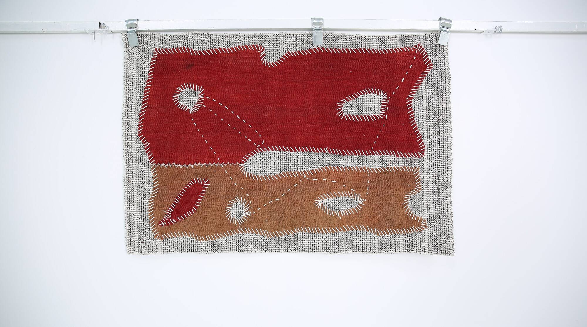 Burgundy Textile Wall Hanging, Handmade Tapestry Rug