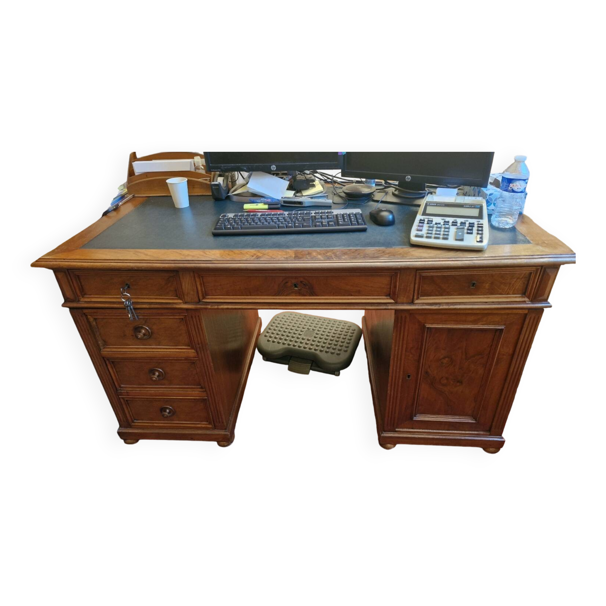 Walnut desk with leather top
