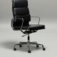 Chaise de bureau Charles & Ray Eames EA219 en chrome et cuir noir, Vitra