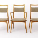Set of 3 Vintage Beechwood Chairs, 2 Side & 1 Armchair, 1970s, Germany