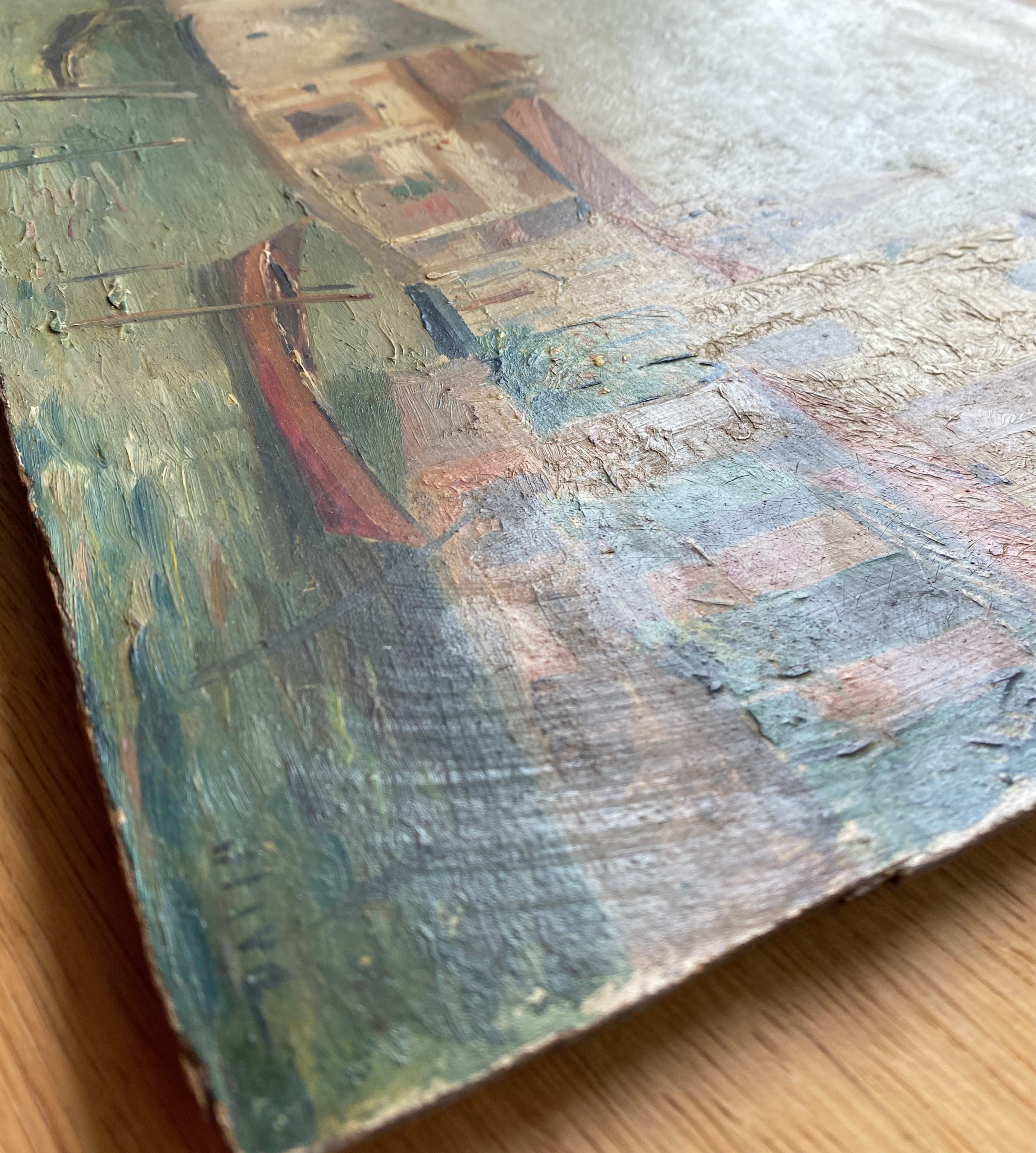 Old painting seen from Martigues dating from 1886, HSC signed