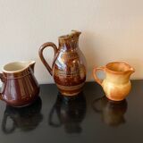 Trio of vintage jugs and milk jug