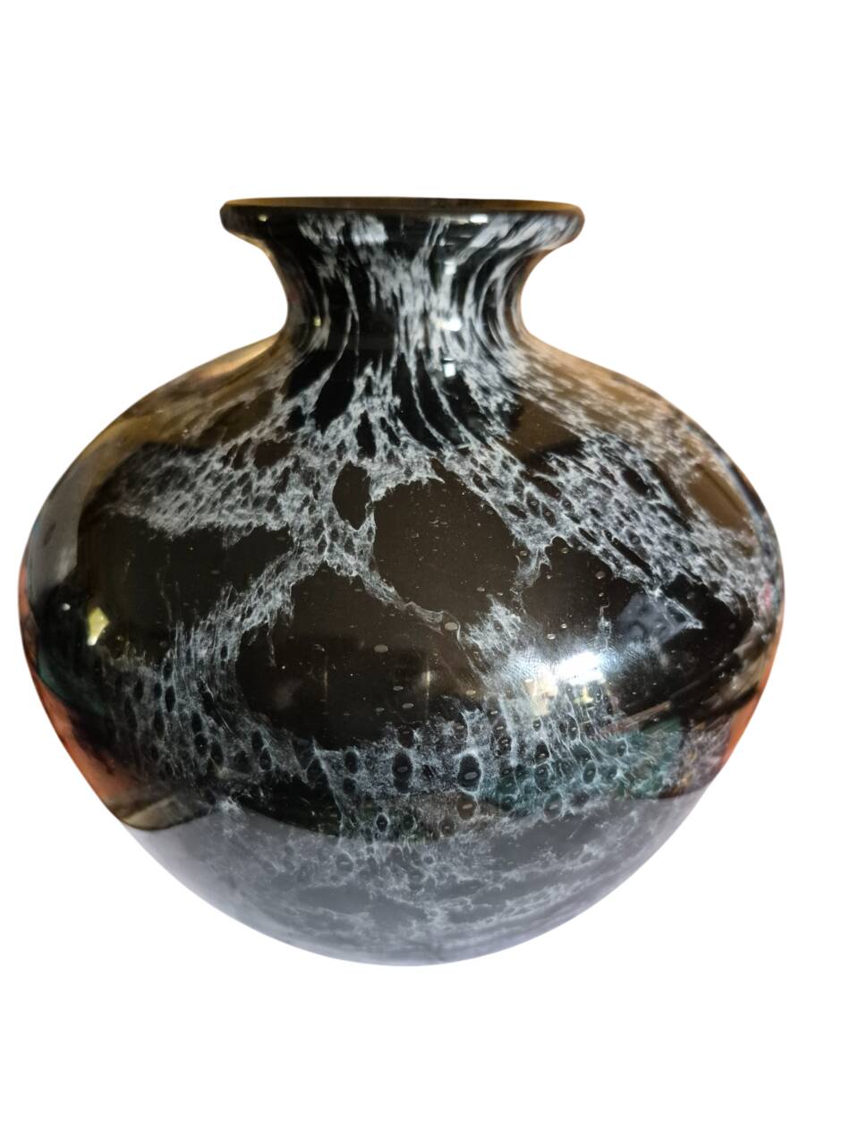 La Rochére marbled black and white ball vase, 20th century