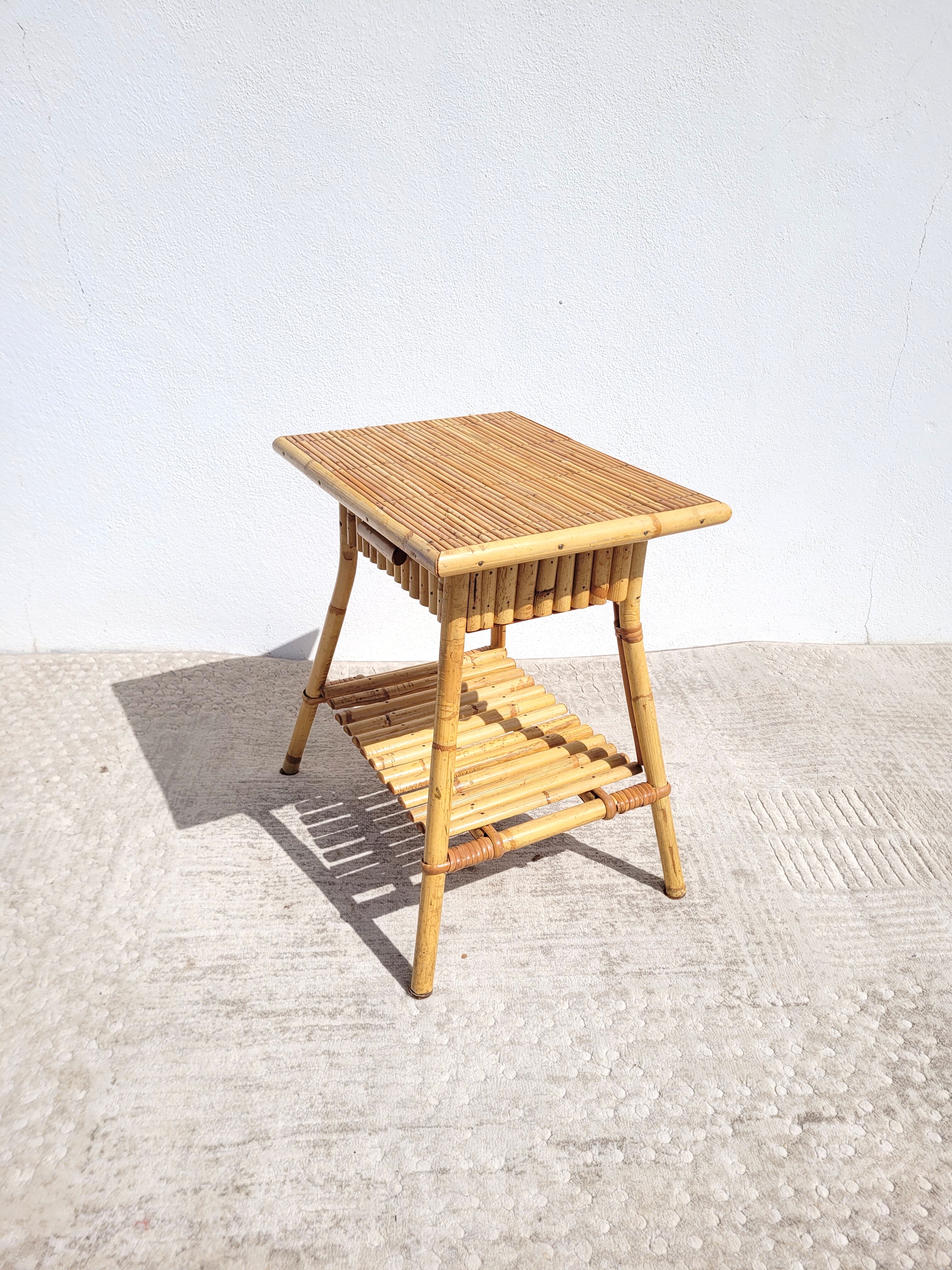Rattan bedside or side table 1960