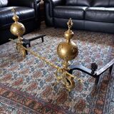 Pair of bronze fireplace chenets Louis XIV style