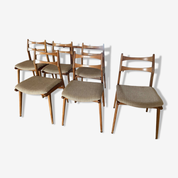 set of 6 Scandinavian chairs in original fabric