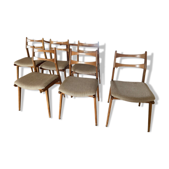 set of 6 Scandinavian chairs in original fabric