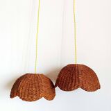 Pair of vintage wicker flower suspensions