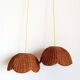 Paire de suspensions osier fleurs vintage