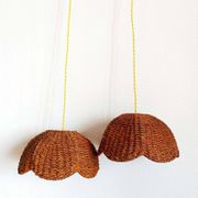 Pair of vintage wicker flower suspensions