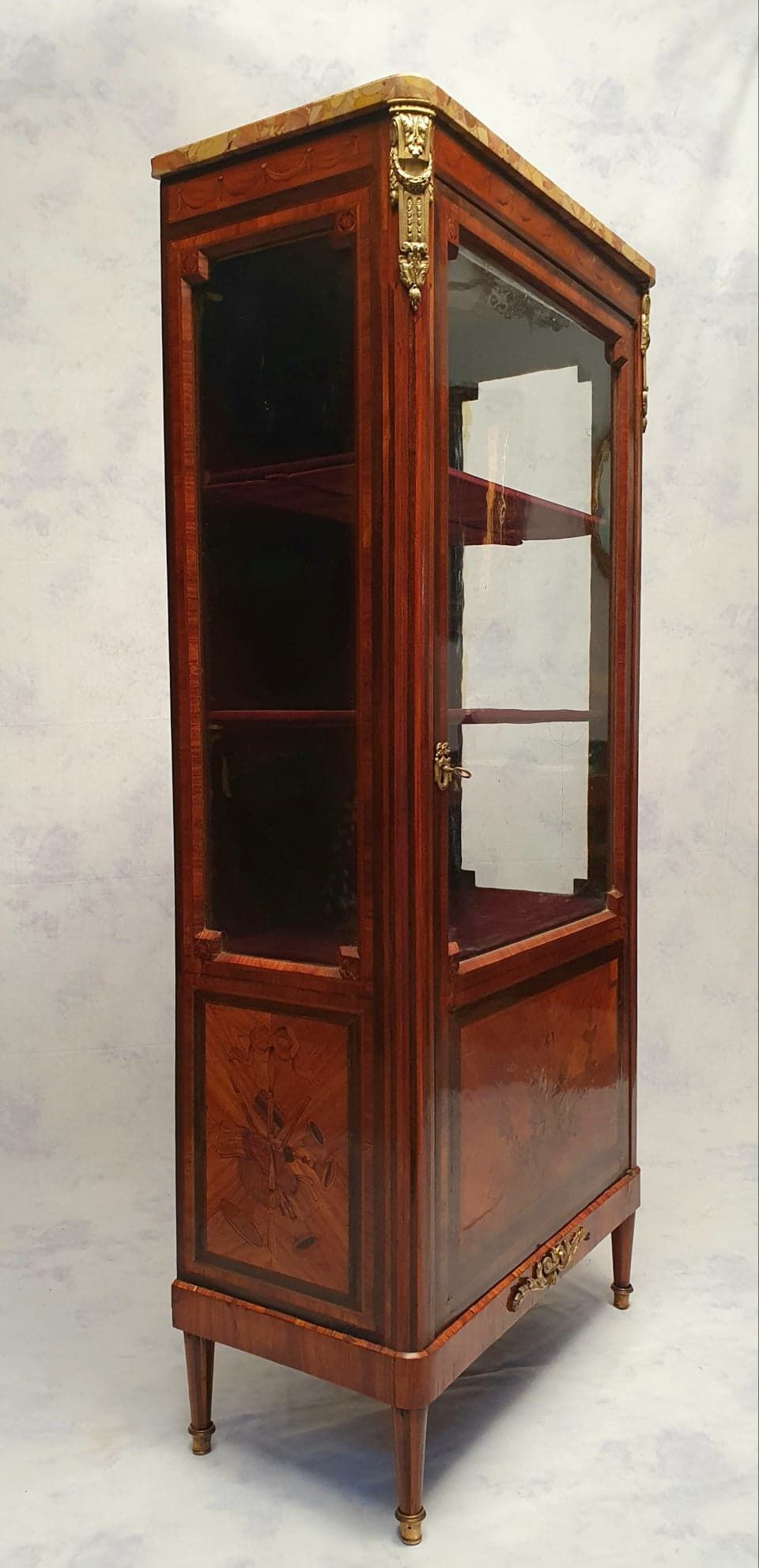 Louis XVI style showcase in marquetry - rosewood - rosewood - 19th