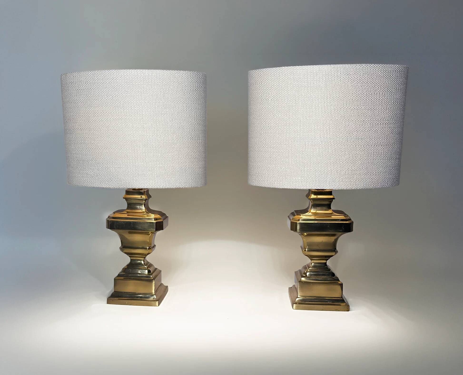 Pair of Italian brass table lamps from the 1950s.