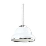 Mid-century opaline & chrome pendant lamp