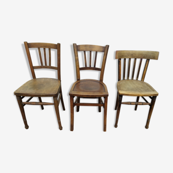 Lot de 3 chaises de bistrot en bois Luterma et Cawit