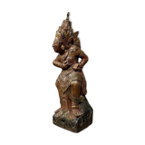 India, mid-19th century: Very large carved wooden statue of a God