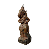 India, mid-19th century: Very large carved wooden statue of a God