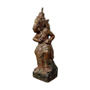 Statue en bois sculpté figurant un Dieu, Inde milieu XIXeme