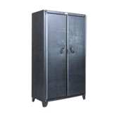 Industrial storage cabinet with 2 brushed steel swing doors, circa 1950