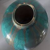 Ancien Vase boule émail or signé Sevres MNF France