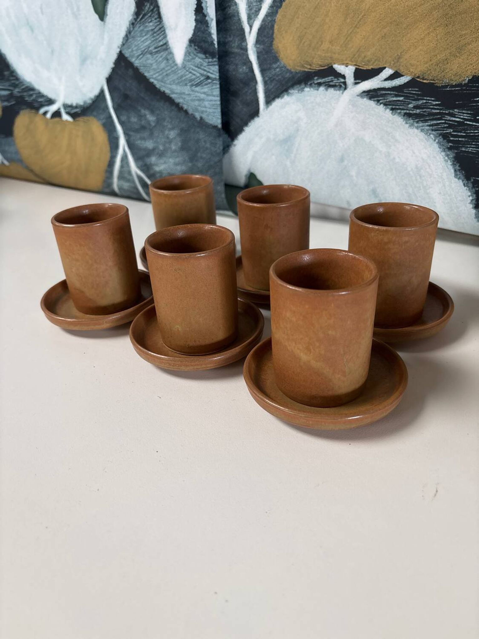 Ensemble de 6 tasses en grès vintage