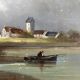 Old painting on wood sea le pouliguen 20x40 cm