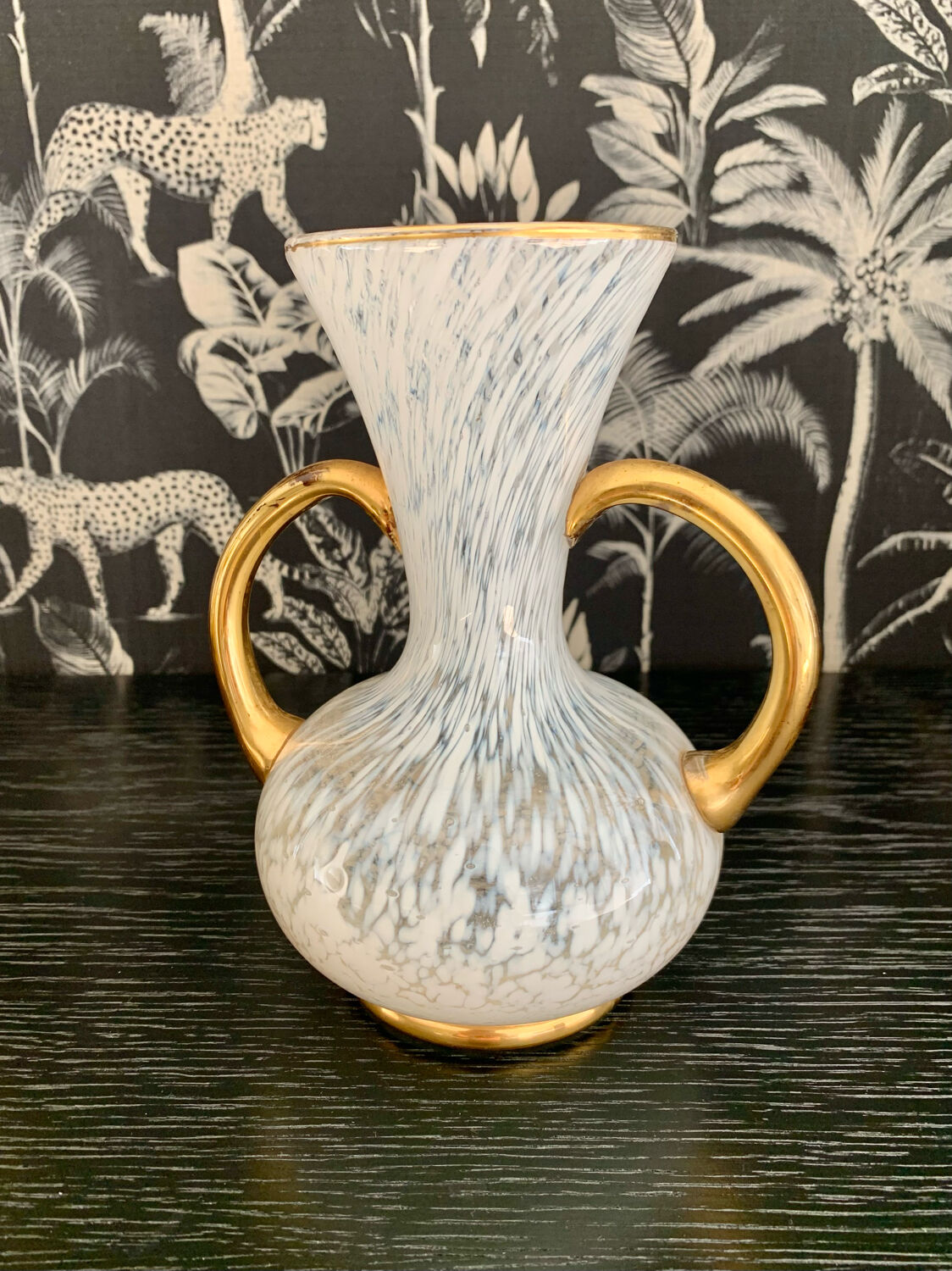 Glass vase by Clichy Art Deco style