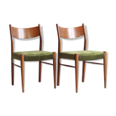 Pair of Consorzio Sedie Friuli Scandinavian-style chairs in oak and velvet