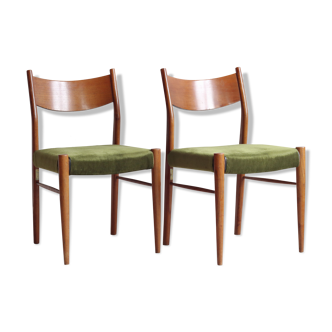 Paire de chaises de style scandinave Consorzio Sedie Friuli en chêne et velours