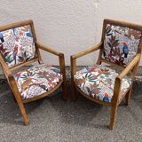 Set of four reupholstered Directoire period armchairs.