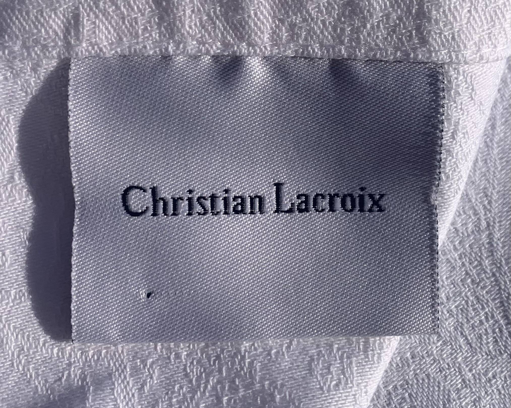 7 serviettes en coton damassé blanches, Christian Lacroix, vintage