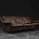 Vintage Mid-Century Scandinavian Danish Modern Brown Leather 3-Seater Sofa, 1970s