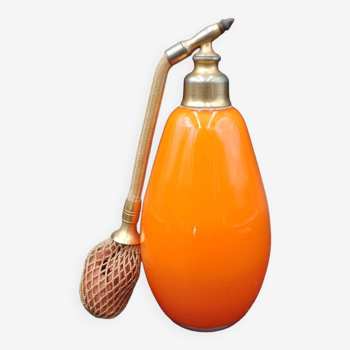 perfume spray orange glass Powolny Kralik Bohemian Art Deco Glass 1925