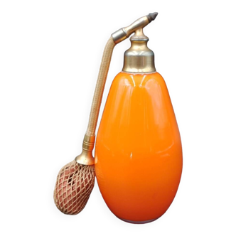 perfume spray orange glass Powolny Kralik Bohemian Art Deco Glass 1925