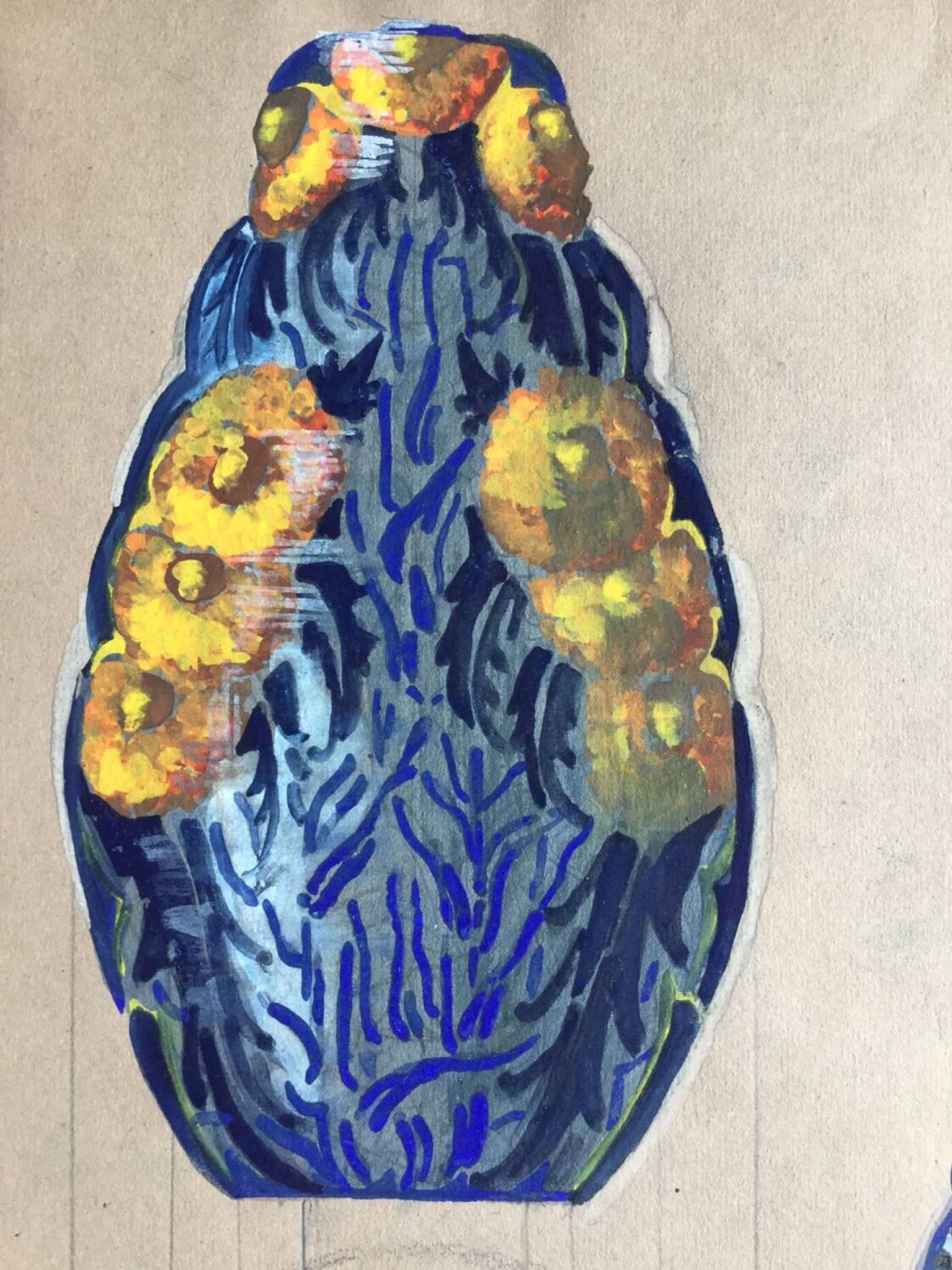 France LAMBERT 1902-1981.Gouache.Projet de vase Art Déco,vers 1925
