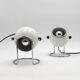 Paire de lampes globe oculaire Targetti rares en blanc et chrome, Italie, années 1970