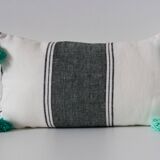 Rectangular cushion 100% Wool & Green Linen