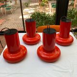 4 orange metal suspensions from the 70s.